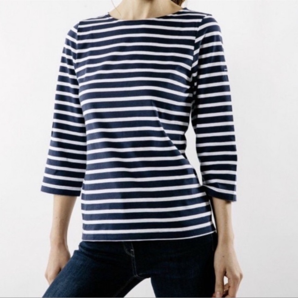 St. James Galathee II - Breton Striped Top w 3/4 Sleeve Boat Neck